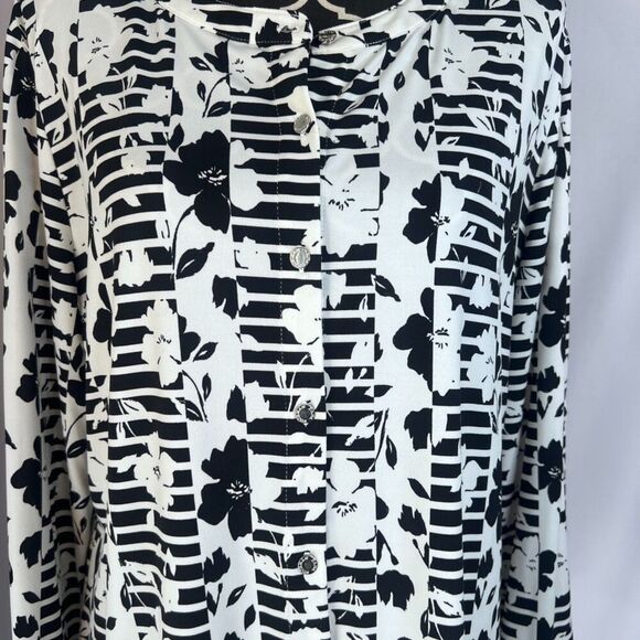 Dana Buchman Bold Geometirc Print Button Front Jersey Blouse Size XL - Picture 7 of 9
